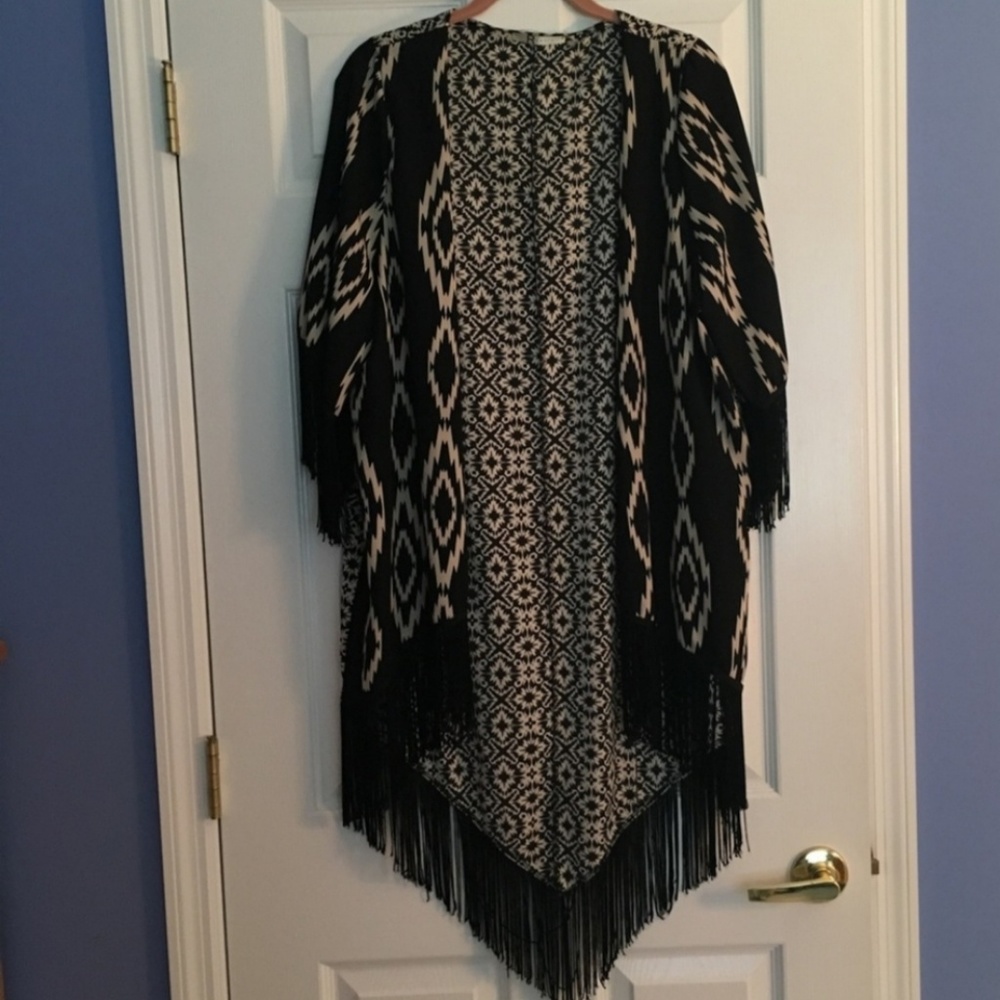 Tribal kimono with fringe